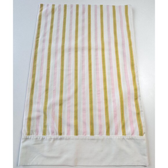 Vintage 70s pillowcase, striped pink yellow and white, single pillow sham - Picture 2 of 9